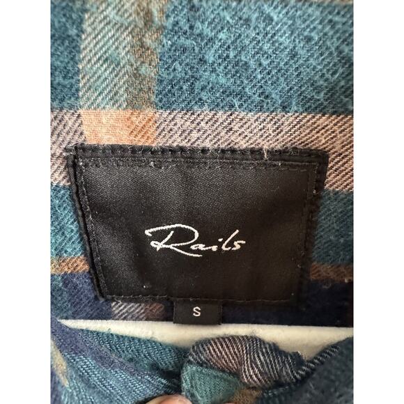 Rails Flannel Plaid Raw Hem Button Up Shirt Modern Cabincore Gorpcore Casual S - Picture 3 of 8
